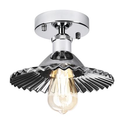 Pritrdjen stropni lestenec TRISH 1xE27/15W/230V, sijajni krom/dimljena črna