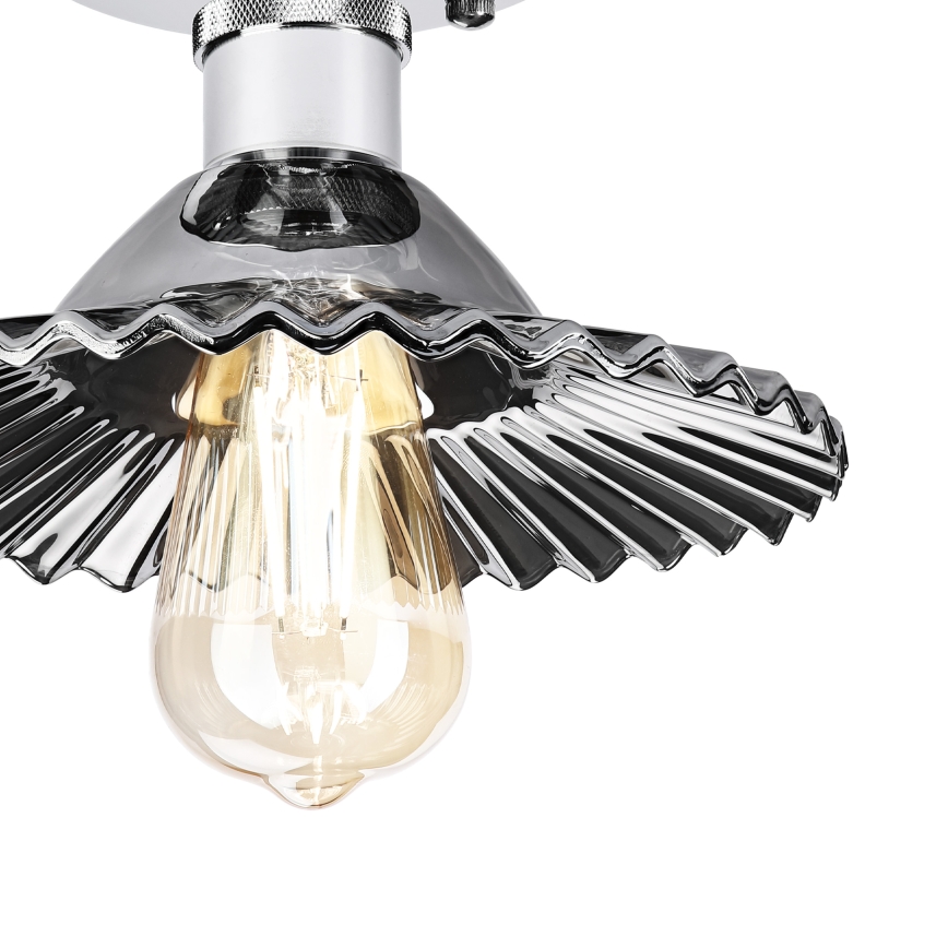 Pritrdjen stropni lestenec TRISH 1xE27/15W/230V, sijajni krom/dimljena črna