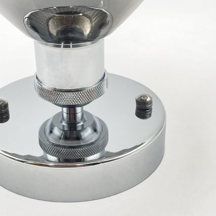 Pritrdjen stropni lestenec TRISH 1xE27/15W/230V, sijajni krom/dimljena črna