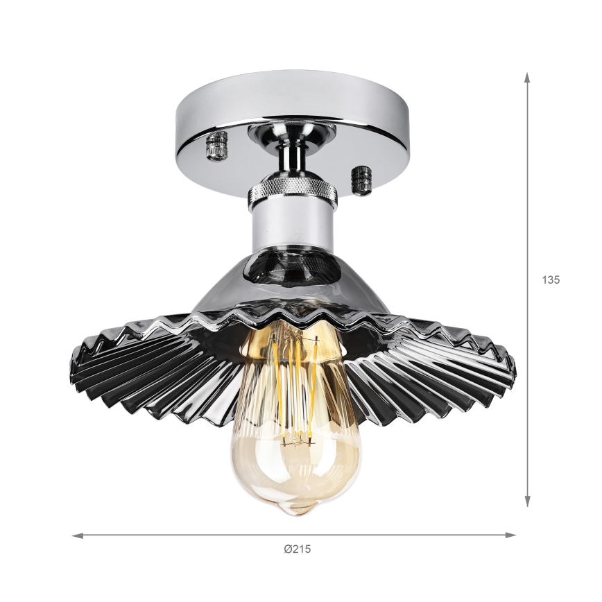 Pritrdjen stropni lestenec TRISH 1xE27/15W/230V, sijajni krom/dimljena črna