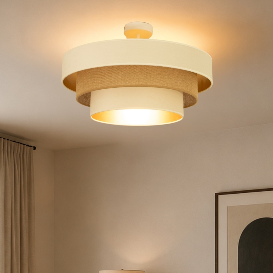 Pritrdjen stropni lestenec WENTA 1xE27/60W/230V premer 50 cm bež/zlata