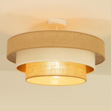 Pritrdjen stropni lestenec WENTA 1xE27/60W/230V, premer 50 cm, juta/bež