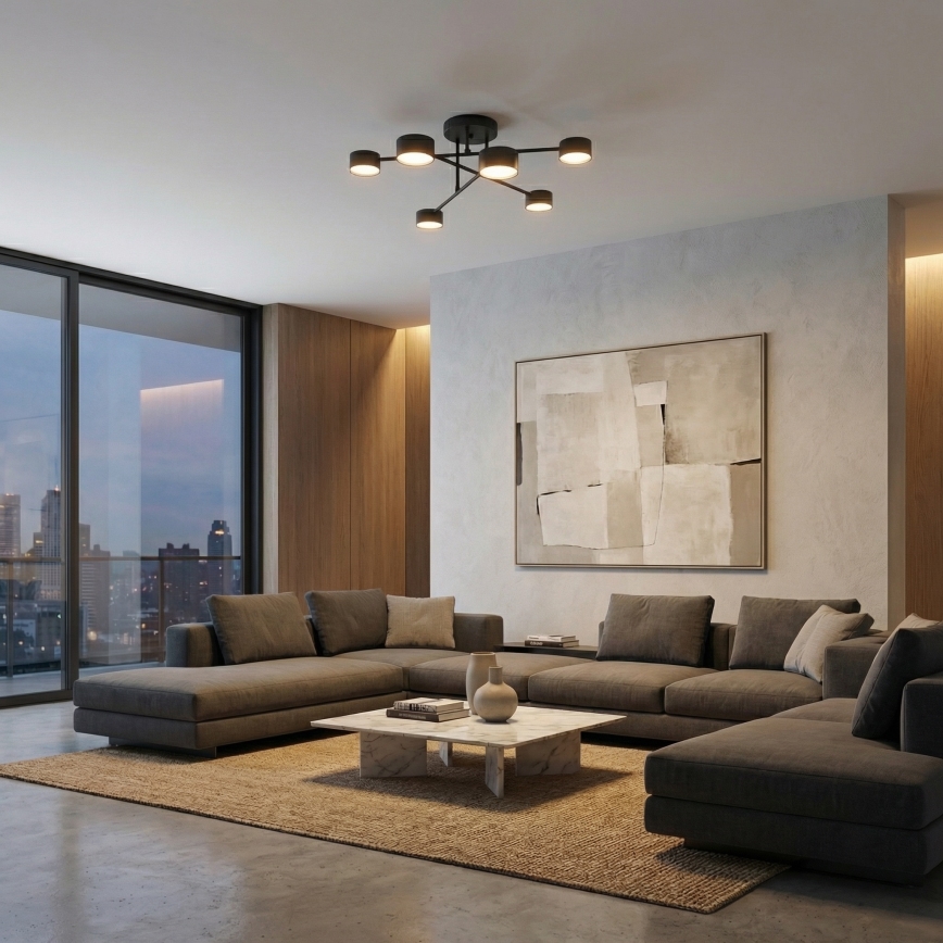 Pritrdjena stropna svetilka HALO 6xGX53/10W/230V črna