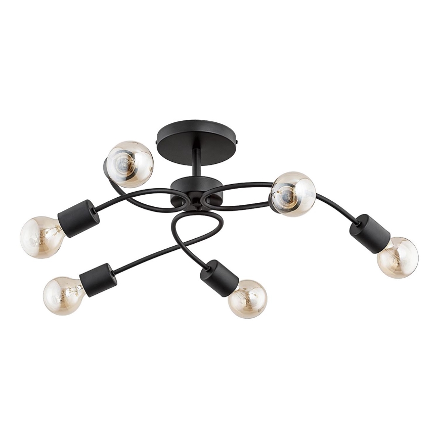 Pritrdjena stropna svetilka HELIX 6xE27/15W/230V črna