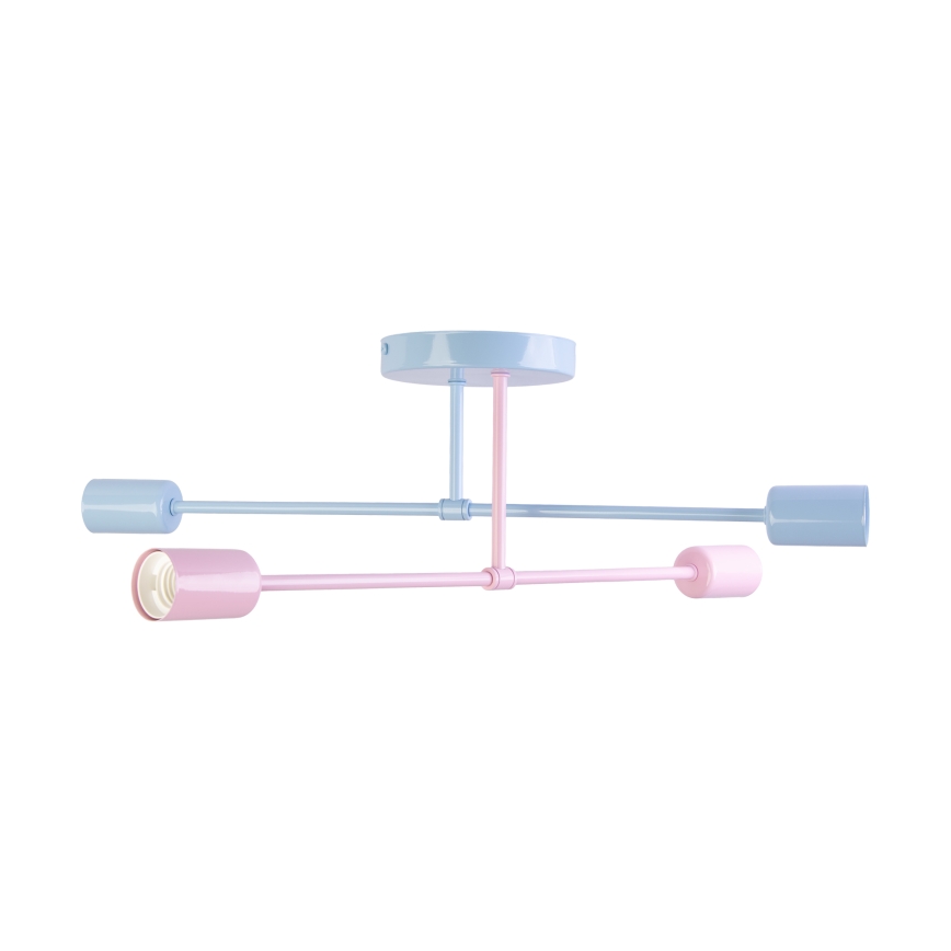 Pritrdljiv stropni lestenec CAMBRIDGE 4xE27/15W/230V modra/rožnata