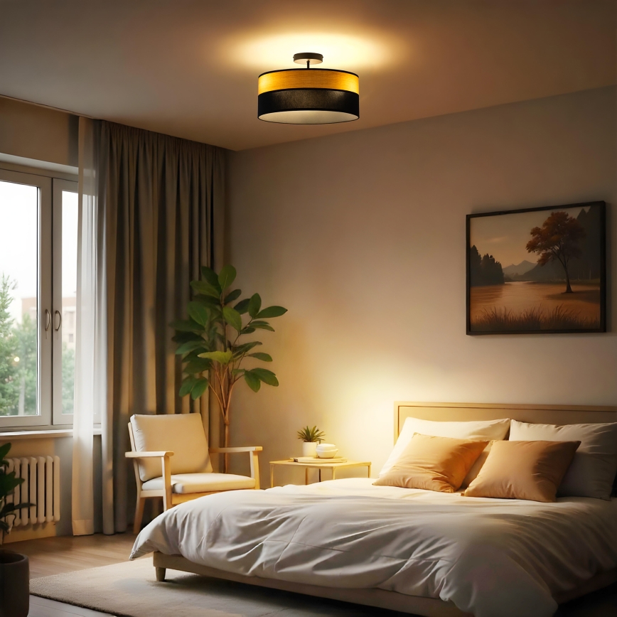 Pritrjen lestenec ALBA 3xE27/15W/230V, premer 40 cm, črna/rjava