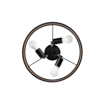 Pritrjen lestenec ALBA 3xE27/15W/230V, premer 40 cm, črna/rjava