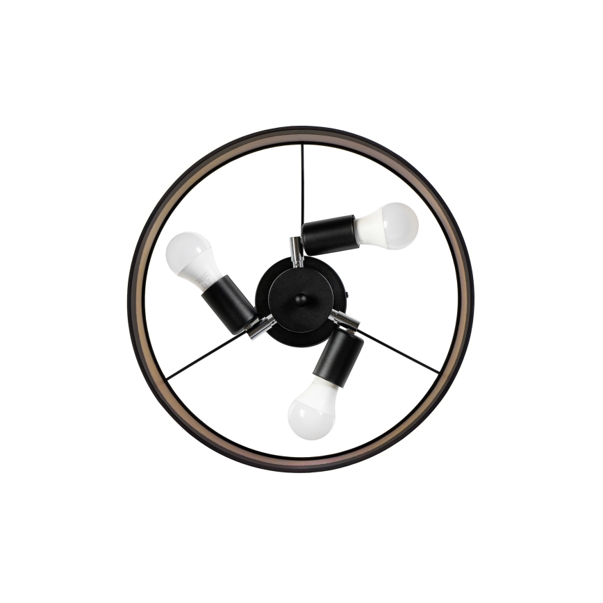 Pritrjen lestenec ALBA 3xE27/15W/230V, premer 40 cm, črna/rjava