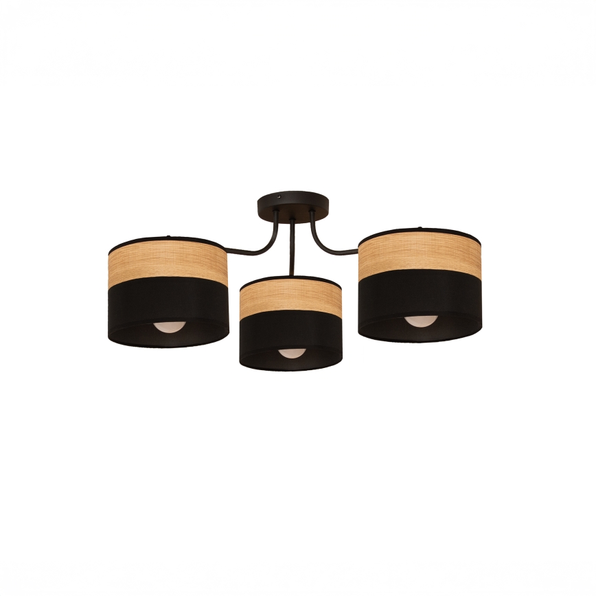 Pritrjen lestenec ALBA 3xE27/15W/230V premer 66 cm črna/rjava