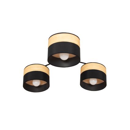 Pritrjen lestenec ALBA 3xE27/15W/230V premer 66 cm črna/rjava