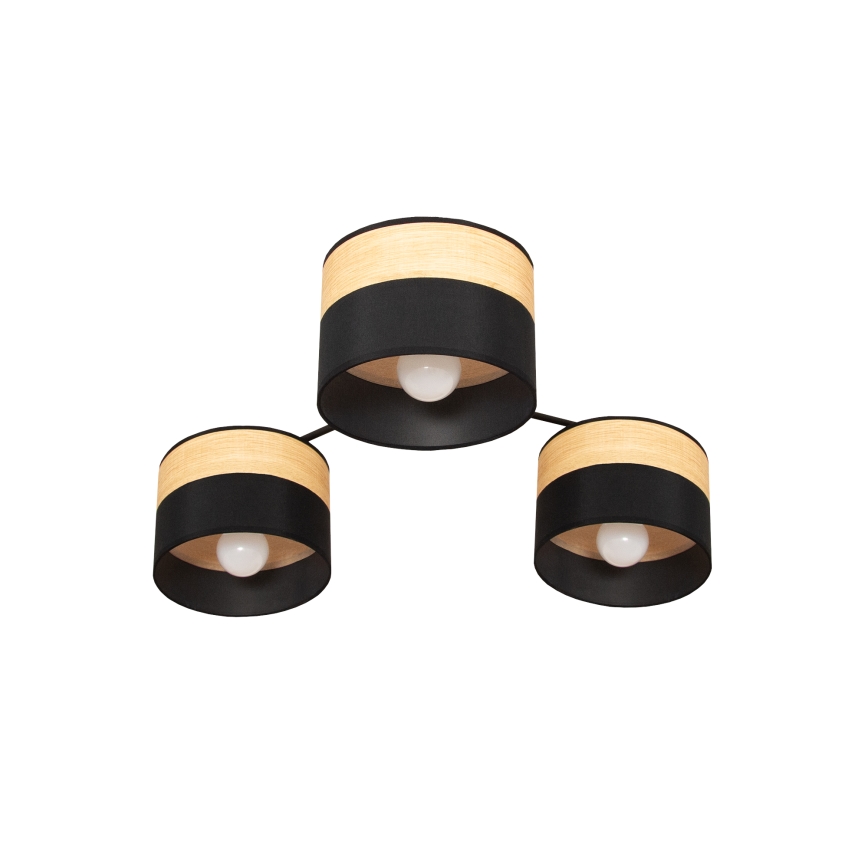 Pritrjen lestenec ALBA 3xE27/15W/230V premer 66 cm črna/rjava