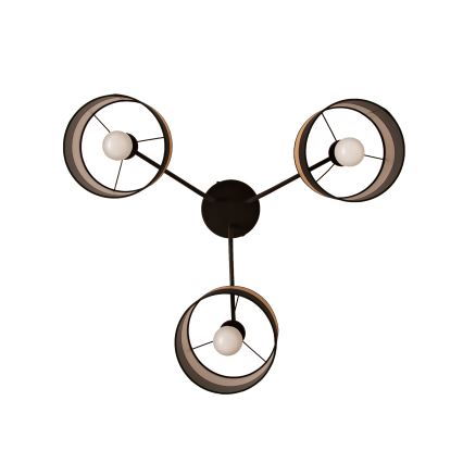 Pritrjen lestenec ALBA 3xE27/15W/230V premer 66 cm črna/rjava