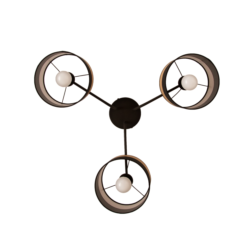 Pritrjen lestenec ALBA 3xE27/15W/230V premer 66 cm črna/rjava