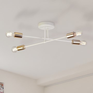 Pritrjen lestenec CAMBRIDGE 4xE27/15W/230V medenina/bela
