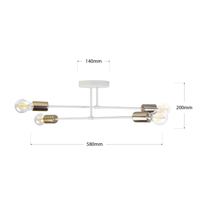 Pritrjen lestenec CAMBRIDGE 4xE27/15W/230V medenina/bela