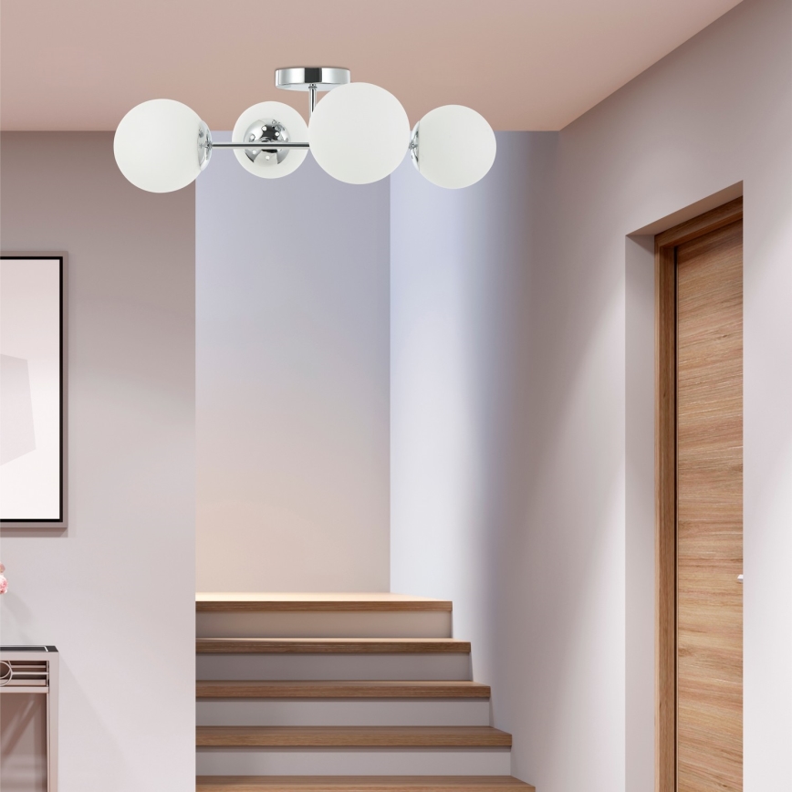 Pritrjen lestenec MADDIE 4xE14/5W/230V, sijajni krom