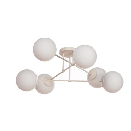 Pritrjen lestenec MOON 6xE27/15W/230V v krem barvi