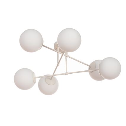 Pritrjen lestenec MOON 6xE27/15W/230V v krem barvi