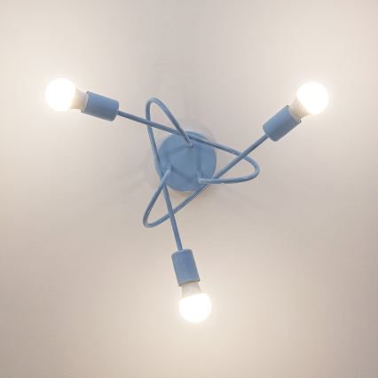 Pritrjen lestenec OXFORD 3xE27/15W/230V moder