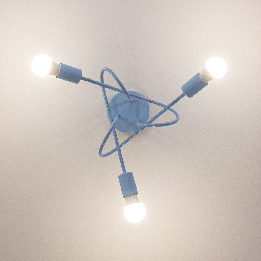 Pritrjen lestenec OXFORD 3xE27/15W/230V moder