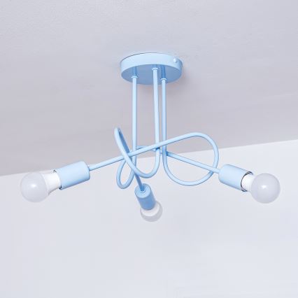 Pritrjen lestenec OXFORD 3xE27/15W/230V moder