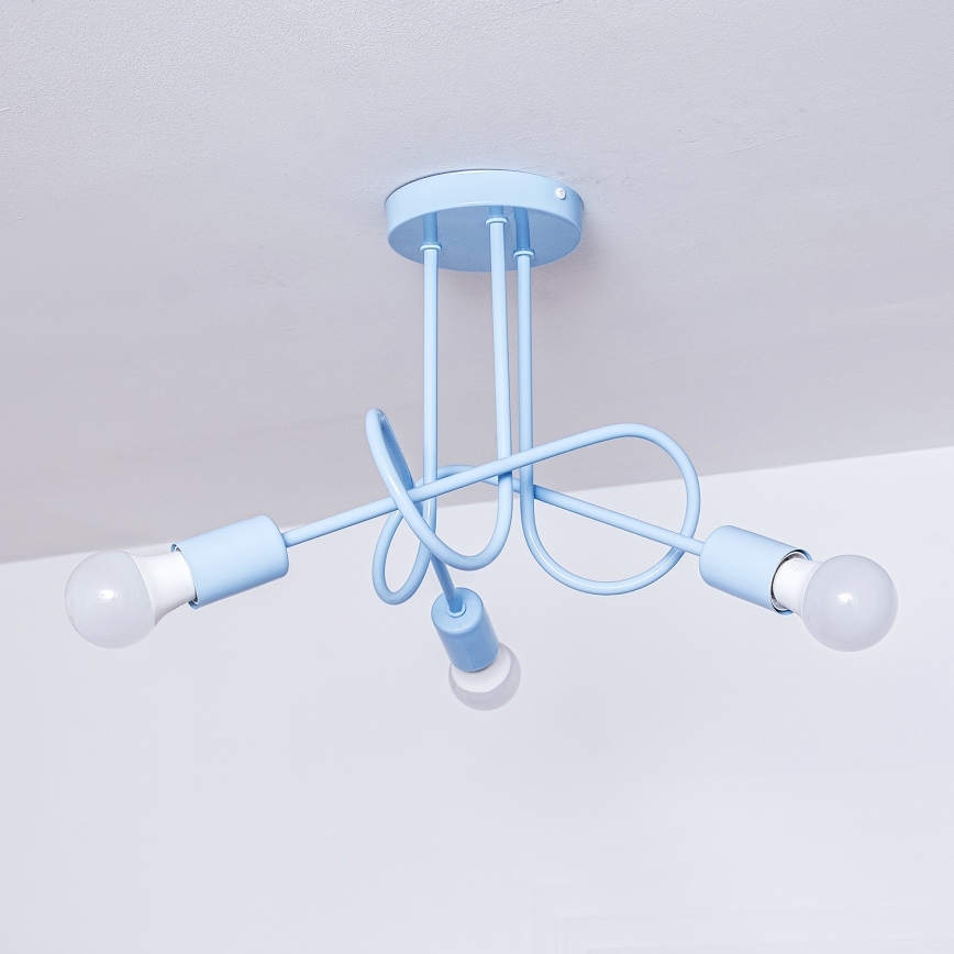 Pritrjen lestenec OXFORD 3xE27/15W/230V moder