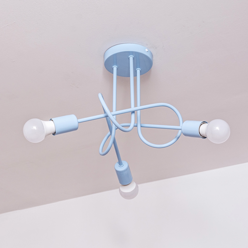 Pritrjen lestenec OXFORD 3xE27/15W/230V moder