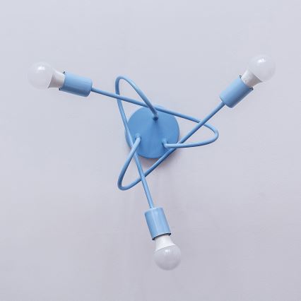 Pritrjen lestenec OXFORD 3xE27/15W/230V moder