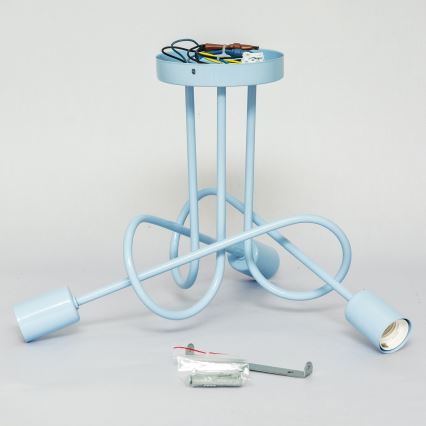 Pritrjen lestenec OXFORD 3xE27/15W/230V moder