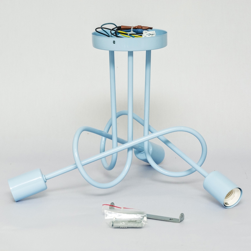 Pritrjen lestenec OXFORD 3xE27/15W/230V moder