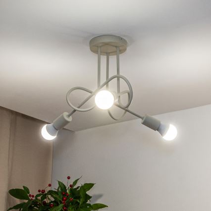 Pritrjen lestenec OXFORD 3xE27/15W/230V v krem barvi