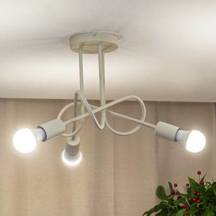Pritrjen lestenec OXFORD 3xE27/15W/230V v krem barvi