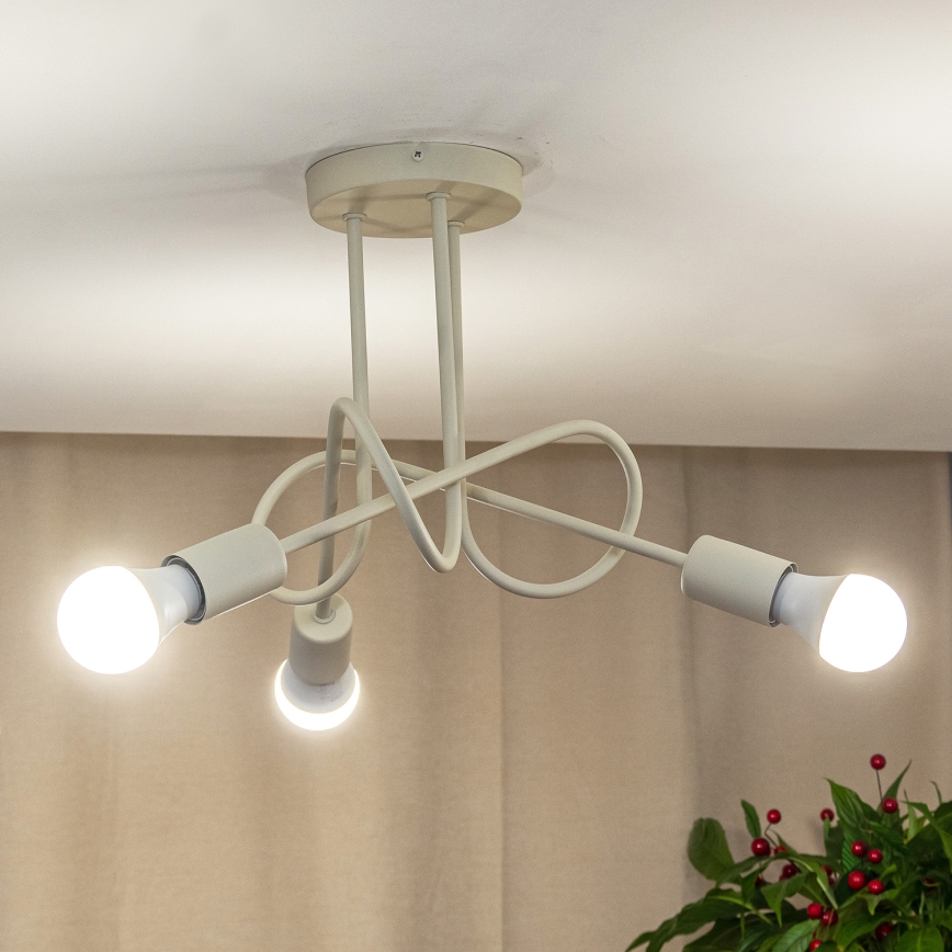 Pritrjen lestenec OXFORD 3xE27/15W/230V v krem barvi