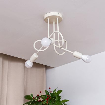 Pritrjen lestenec OXFORD 3xE27/15W/230V v krem barvi