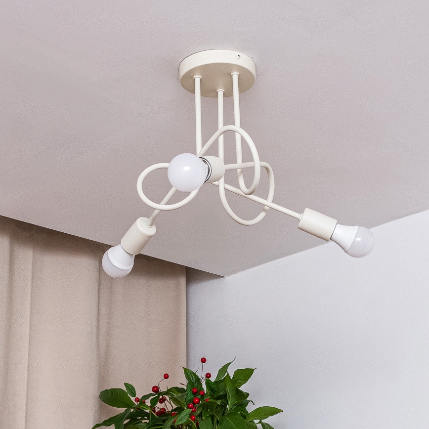 Pritrjen lestenec OXFORD 3xE27/15W/230V v krem barvi