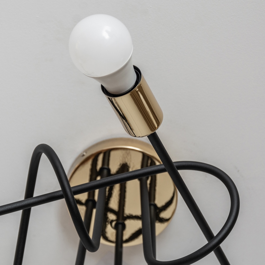 Pritrjen lestenec OXFORD 5xE27/15W/230V zlato/črna
