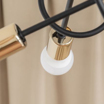 Pritrjen lestenec OXFORD 5xE27/15W/230V zlato/črna