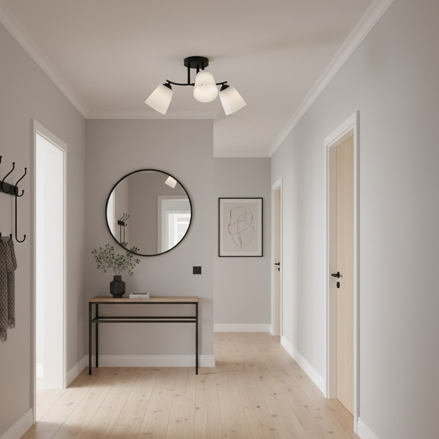 Pritrjen lestenec PAFOS 3xE27/15W/230V črna