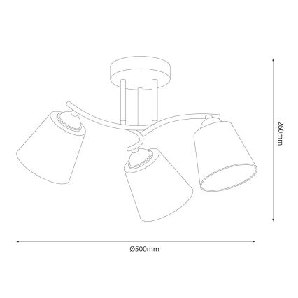 Pritrjen lestenec PAFOS 3xE27/15W/230V črna