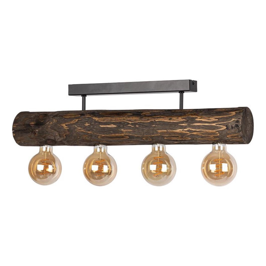 Pritrjen lestenec TRABO 4xE27/60W/230V, borovina