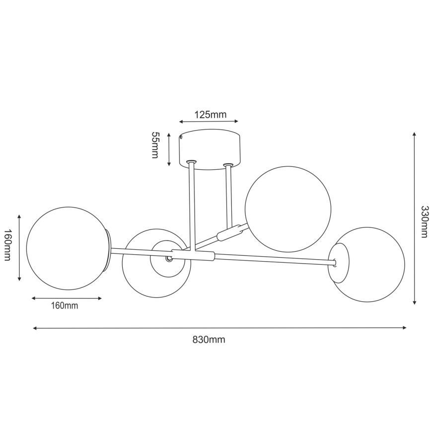 Pritrjen stropni lestenec GLAME 4xE27/15W/230V