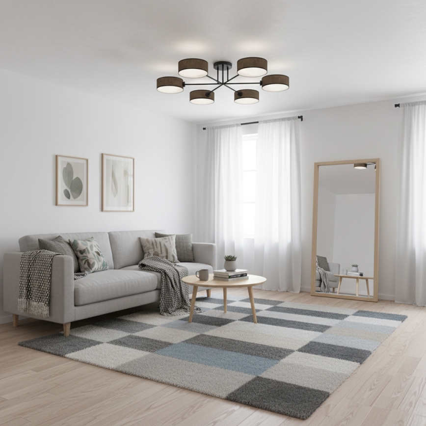 Pritrjen stropni lestenec MAGA 6xE14/10W/230V rjav