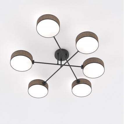 Pritrjen stropni lestenec MAGA 6xE14/10W/230V rjav