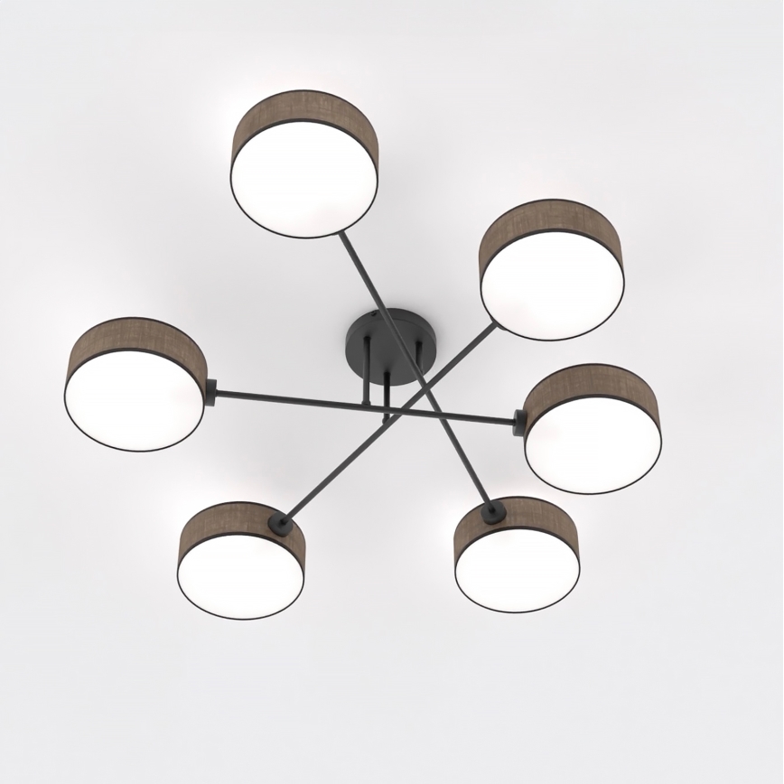 Pritrjen stropni lestenec MAGA 6xE14/10W/230V rjav