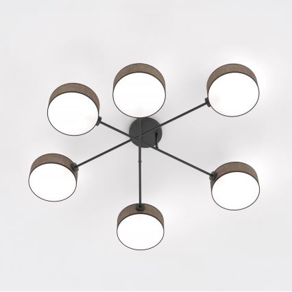 Pritrjen stropni lestenec MAGA 6xE14/10W/230V rjav