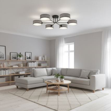 Pritrjen stropni lestenec MAGA 6xE14/10W/230V siva