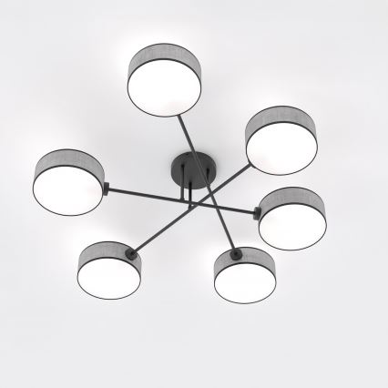 Pritrjen stropni lestenec MAGA 6xE14/10W/230V siva