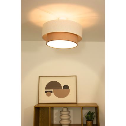 Pritrjen stropni lestenec NATIA 1xE27/60W/230V bela/rjava