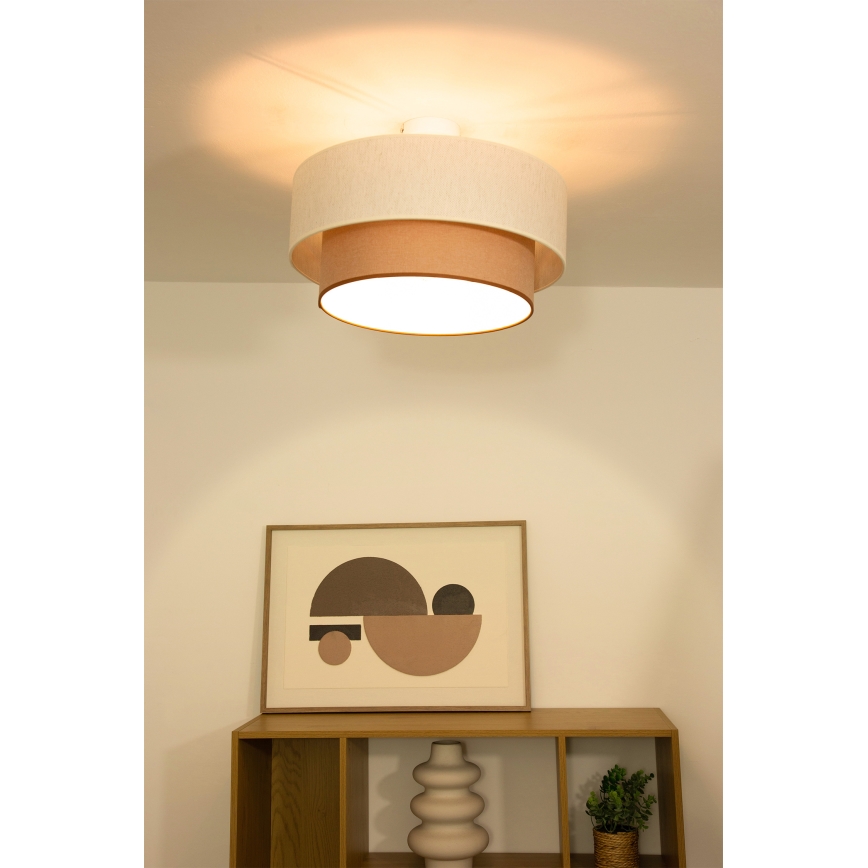 Pritrjen stropni lestenec NATIA 1xE27/60W/230V bela/rjava