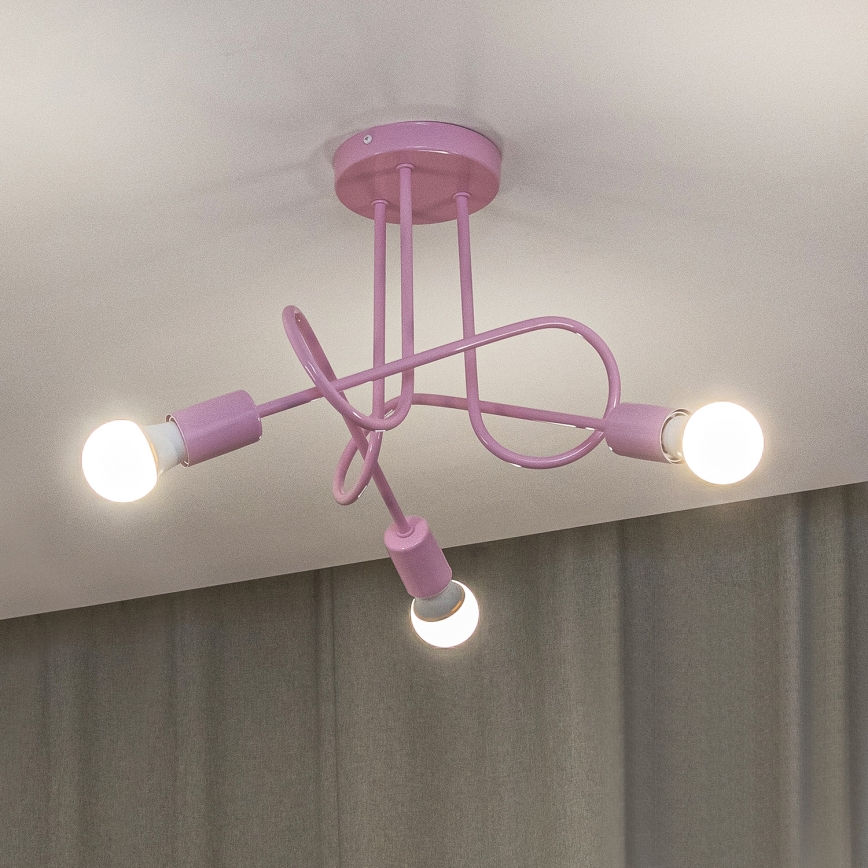 Pritrjen stropni lestenec OXFORD 3xE27/15W/230V rožnat
